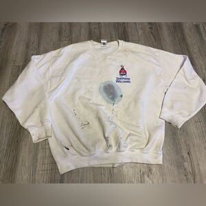 VINTAGE Sherwin Williams Sweatshirt Mens XL White Crew Neck Pullover Distressed